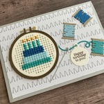 【誕生日カード】バースデーケーキの刺繍