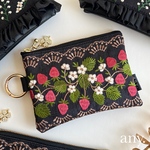 7日(土)21時🕘〜販売！ new🌿インド刺繍リボンカラビナポーチ✨ 用途いろいろ！大きめサイズ  14cmファスナーフラットポーチ ⑪ 3,500円