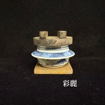 ミニチュア   陶器　羽釜　染付　山水図　NO716