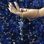 月と星の調律｜ブルーアベンチュリンとグレーアゲートの夜色ループタイネックレス／ファンタジー 夜空 スター ムーン 七夕