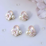 桜🌸ダスティピンクのビジューとパール ピアス イヤリング 金属アレルギー対応 樹脂ピアス チタンピアス サージカルステンレス ピアス フラワー 春 花 さくら フォーマル 入学式 ブライダル ピアス