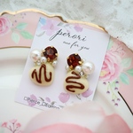 【訳あり】初恋ショコラ　ホワイト×チョコ　ピアス/イヤリング