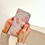 Androidケース　手帳型ミモザぷっくりフラワー　全6色