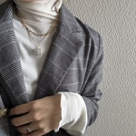 ーNoir Shell Layer Necklaceー　サージカルステンレス　シェルネックレス　黒蝶貝