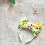 【Mimosa Garden(ミモザガーデン)♡カチューシャ】ペット用ヘッドドレス カチューシャ ミモザ 撮影用 プレゼント お誕生日 春リボン 犬 猫 