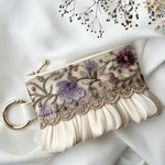 大人可愛い🌷インド刺繍リボン　カラビナポーチ