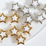 ステンレス 星チャーム ［mixセット:ゴールド・シルバー各2個(計4個)］ シェル 16×13.5mm cp637