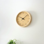 muku round wall clock 7 ナチュラル シナベニヤ文字盤 電波時計 連続秒針 km-83NRC