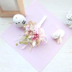 水引アクセントの桜🌸一輪〜ちっちゃなお供え花・仏花・供養花…ブーケタイプ（花束のみ・タッセル付き）ソーラ桜／ペット供養／ペット仏壇／供花／ミニ仏壇／ミニ／小さめ／お彼岸／春