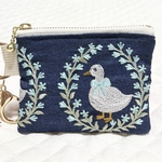可愛いアヒルちゃん♡インド刺繍リボンポーチ