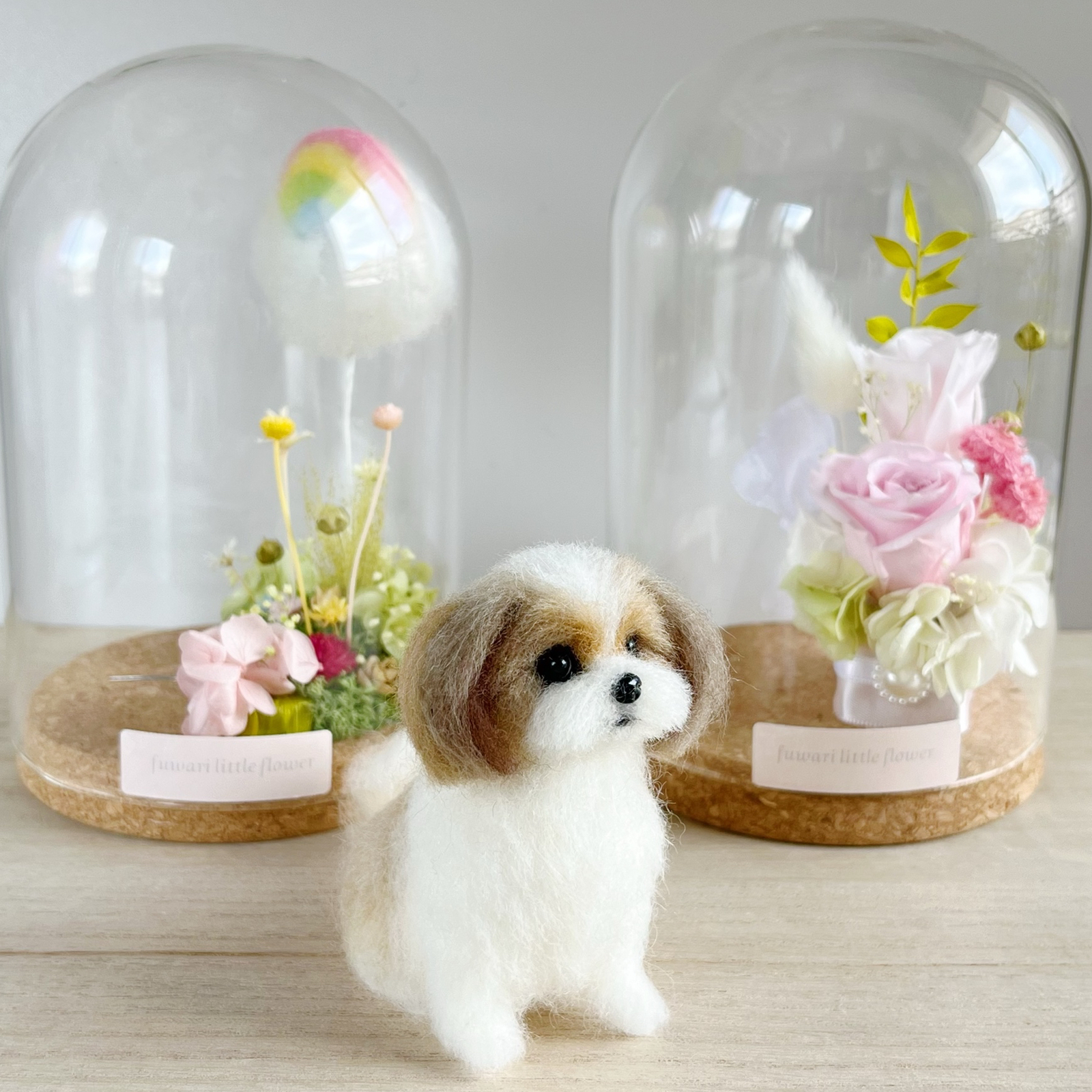 シーズーちゃん 選べるガラスケース2タイプ 犬フラワーアレンジメント