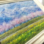 新作「桜並木と菜の花」羊毛フェルト風景画フレーム