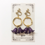 メタルリングとフラワーのイヤリング ピアス  花  花びら