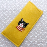 ハチワレねこ刺繍メガネケース