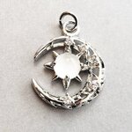 人気！ 1個 月 星 プラチナメッキ 長持ちメッキ キュービックジルコニア パーツ チャーム/白×シルバー（C-897） ゴシック パンク
