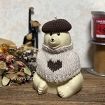 【しろくま貯金箱用】ハートなバレンタインニット　beige 