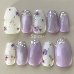 3300円→2800円‼︎（レビュー記入者限定）Lilac Veil -ライラックベール-  ラベンダー　春ネイル　押し花　ドライフラワー ブライダル　ウェディング　マグネット　バレンタイン