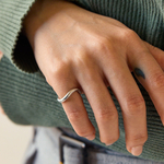 錫 (スズ) × silver リング【Line Hammered Tin Ring 歪み 】