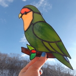 【受注制作】ステンドグラス　小桜インコ　サンキャッチャー　【鳥　小鳥　インコ】