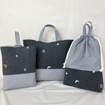 ヌビ【ピカっ！と反射】入園入学セット レッスンバッグ＋上履き袋＋体操着袋／ 暗闇で光に反射  男の子  お名前タグ付き  マチ付き  お着替え袋  入園準備  入学準備 