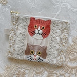 インド刺繍リボン ミニポーチ 【ねこちゃん】