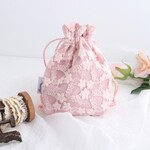 桜刺繍レースの巾着ポーチ｜レース×花柄｜小物入れ・コスメポーチ・ギフトにもおすすめ