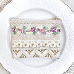 〈一点物✧透けて可愛い♡〉インド刺繍リボン ポーチ ミニポーチ 小物入れ コスメポーチ 軽量 かわいい ギフト プレゼント 送料無料