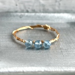 アクアマリン  ディープブルー  ラウンドカット3mm×3 /リング /ゴールド シルバー ピンク  金属アレルギー対応