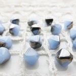 チェコビーズ　茶銀水色20個