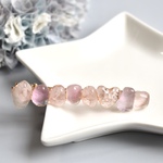 【桜】うるつやヘアクリップ  アシンメトリー 春色 桜色 ピンク  レジェムストーンアクセサリー　天然石　ローズクォーツ  浴衣  着物   グラデーション