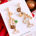 一点限定❣️猫chanクッキー ᓚ/ᐠ. .ᐟ\🍪 大人可愛いෆ˚* asymmetry 肉球ฅฅ♡ お魚さん🐟 お魚のほねᗦ↞◃〜 ジルコニア ピアス イヤリング レディース アクセサリー