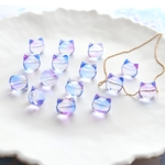 新作★ごろっと丸くてかわいい　猫のガラスビーズ　パープル×ブルーグラデーション