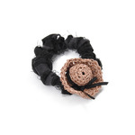 麦わら帽子のシュシュ(black)
