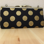 【再販】ゴールドドットのがま口長財布（黒）
