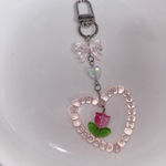 ピンクのハートとチューリップのキーホルダー🌷