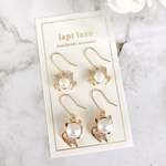 18k ジルコニア猫 全身 パール《ピアス/イヤリング》