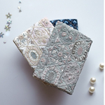 インド刺繍生地で仕立てた特別な『文庫本専用』ブックカバー　【くすみグリーンシュガー・ザリ生地】