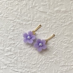 リカちゃんパープル花ピアス