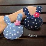 デニムなラビットモチーフのベビーヘアクリップ（star rabbit）