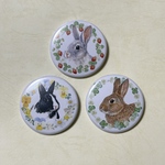うさぎ　缶バッジ　3種セット　直径約43mm