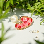 【本物のお花のアクセサリー】レースフラワーの変形ハートリング（GOLD）