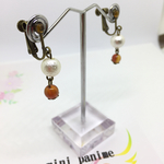 コットンパールとカーネリアンのイヤリング