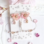 New✧︎ 桜ビジュー ハートフープ ピアス/イヤリング