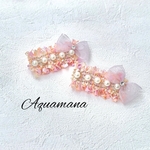 (最後の再販です😊)ビタミンカラー🧡🩷のツイードリボン🎀バレッタ