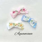 🩷💛🩵フラワー刺繍レースおリボン🌸🪻🌼