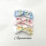 🩷💛🩵フラワー刺繍レースおリボン🌸🪻🌼