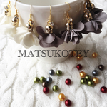 【感謝200】再販 シンプルタッセルフラワーピアス