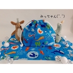 【再販復活デザイン♪】★(^.^)楽しいね♪海の仲間たち🐡ブルーお弁当・給食袋&ランチョンマット★楽しいランチタイムを♪