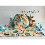 【再販復活デザイン♪】★(^.^)楽しいね♪海の仲間たち🐡ベージュお弁当・給食袋&ランチョンマット★楽しいランチタイムを♪