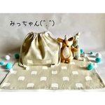★(^.^)かわいっ!にゃんこシルエット🐰グレー♪お弁当・給食袋&ランチョンマット★楽しいランチタイムを♪
